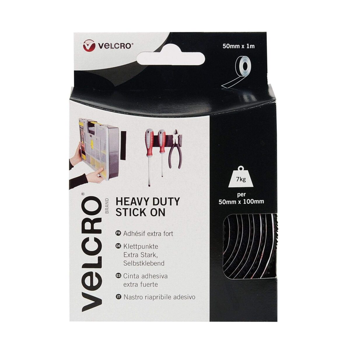 VELCRO® Brand Heavy Duty Stick On Tape 50mm x Various Lengths & Colours 