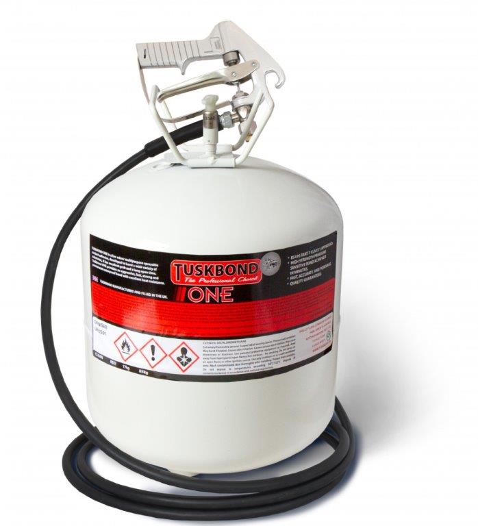 17.5kg Tuskbond Spray Adhesive Pot & Adhesive Spray Glue Gun - Fosseway