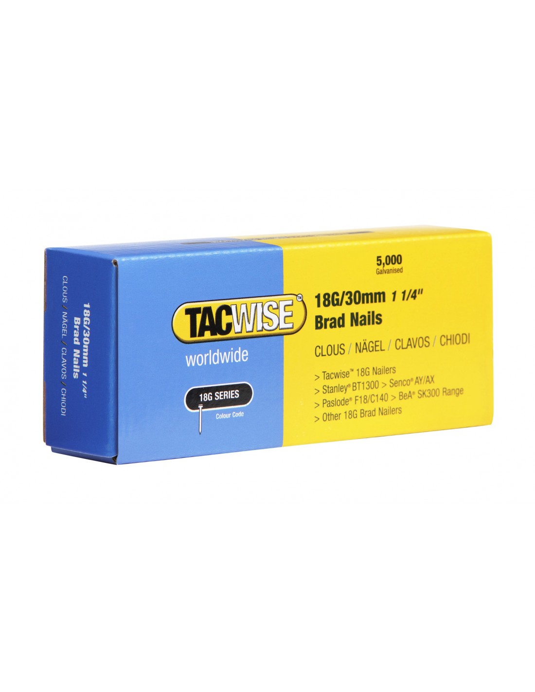 Tacwise 18G Brad Nails 30mm 5 000 Pack 0397 Fosseway Tapes