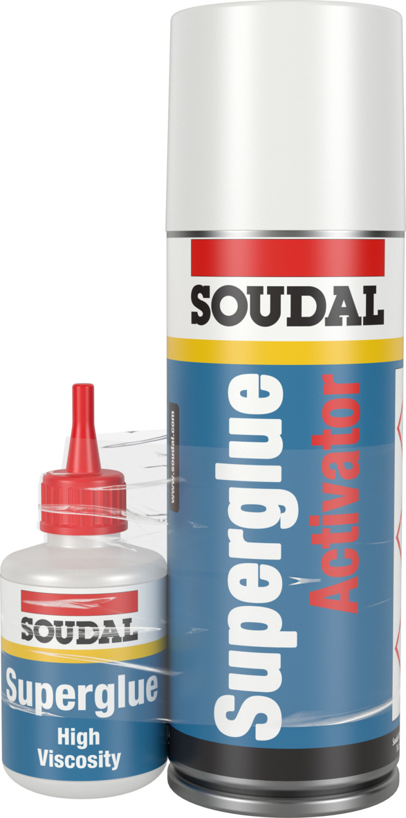 Soudal High Viscosity Superglue Bonding Mitre With Activator Kit White